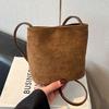 Women Suede Bucket Bag Faux Suede Shoulder Bag Large Capacity Women's Commuting Bags Retro Trendy Solid Color Tote Handbags 2026