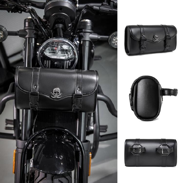 Totenkopfmuster PU Aufbewahrungstasche Motorrad Werkzeugtasche Motorrad Fronttasche Gabel Lenker Tasche Satteltasche
