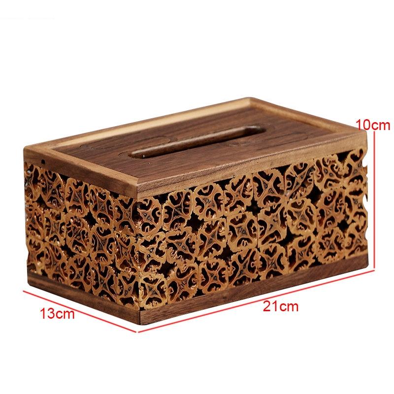 Vintage Walnut Wooden Tissue Boxes Rectangular Extractive Type Napkin Paper Towel Holders Home Desktop Toilet Box