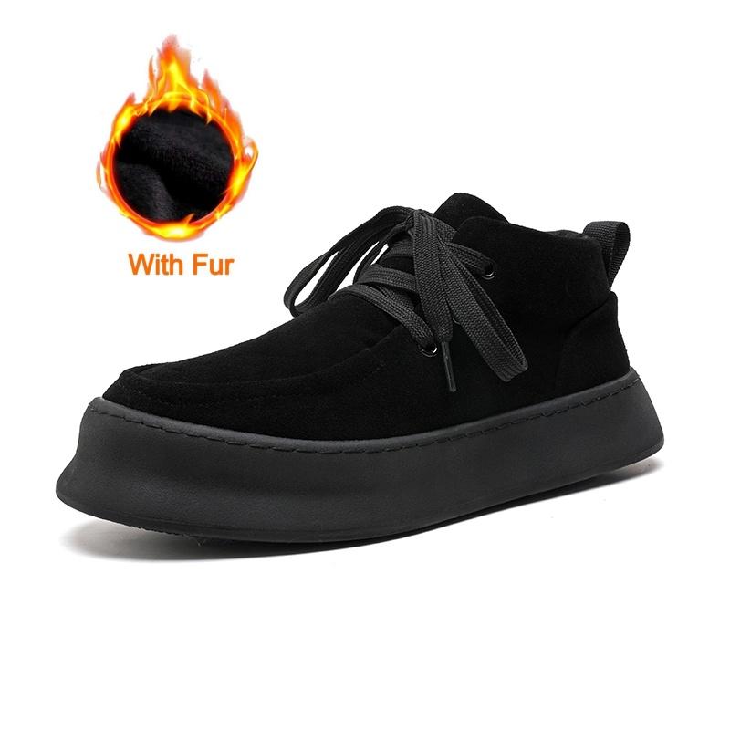 Men Suede Thick Soled Office Walking Shoes Soft Soled Genuine Leather Shoes Round Toe Flat Designer Antiskid Oxford Shoes2025New