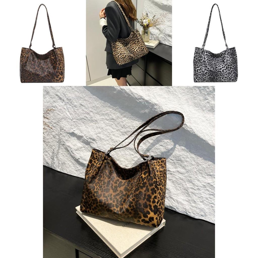 Fashionable Leopard Print Tote Bag For Women Stylish Large Capacity Pu Shoulder Bag