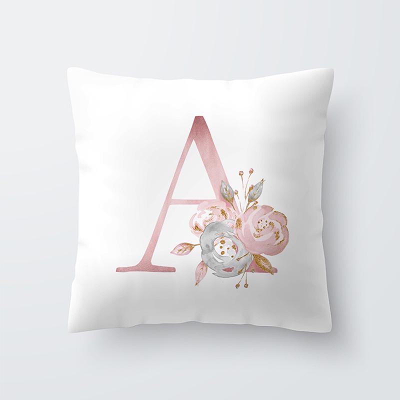 Letter Flower Print Pillow Case Cushion Cover Living Room Wedding Bed Sofa Decor