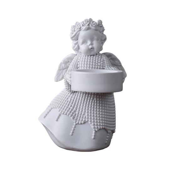 Resin Angel Statue Hug Heart Candlestick Shape Ornament Angel Sculpture