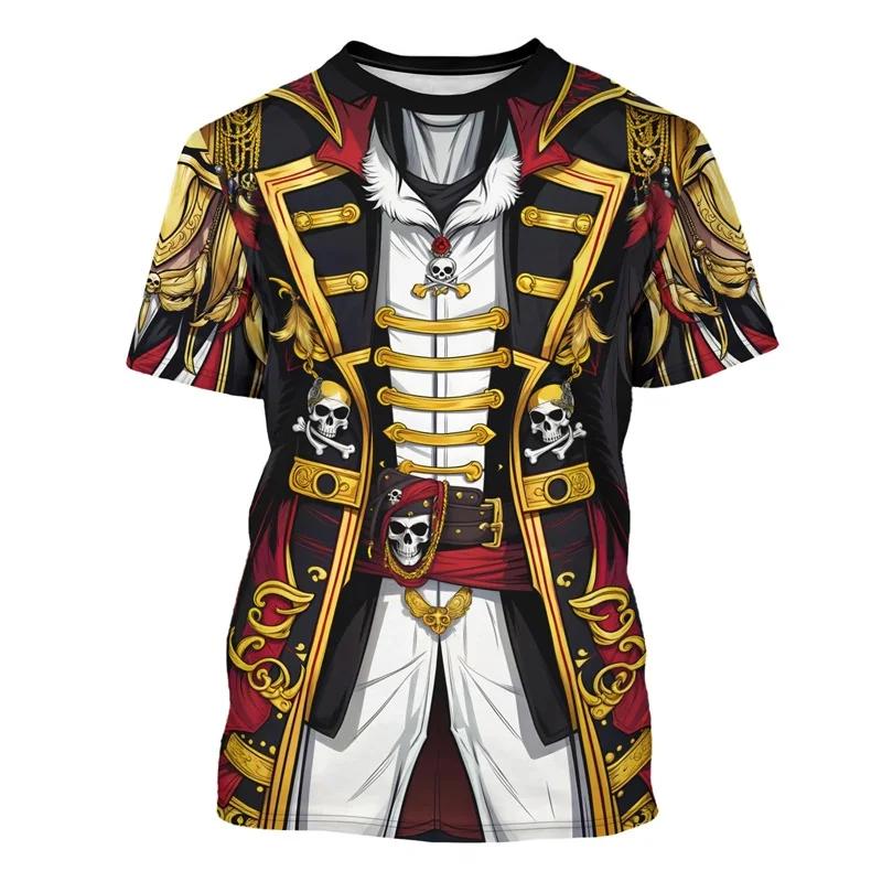 Pirate Captain Halloween Cosplay Party 3D Print Sport Quick-dry Breathable Men T-shirt Outdoor Street Parent-child Short Sleeve