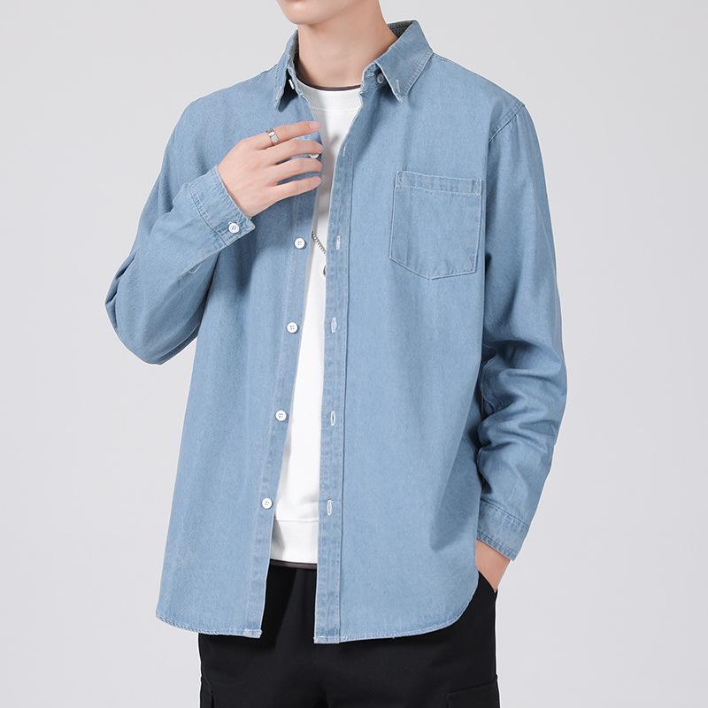 Denim Shirt Men's Long-sleeved Autumn Trend High-end Sense of Autumn Clothing Men's Tooling Shirt Loose Japanese Casual Jacket