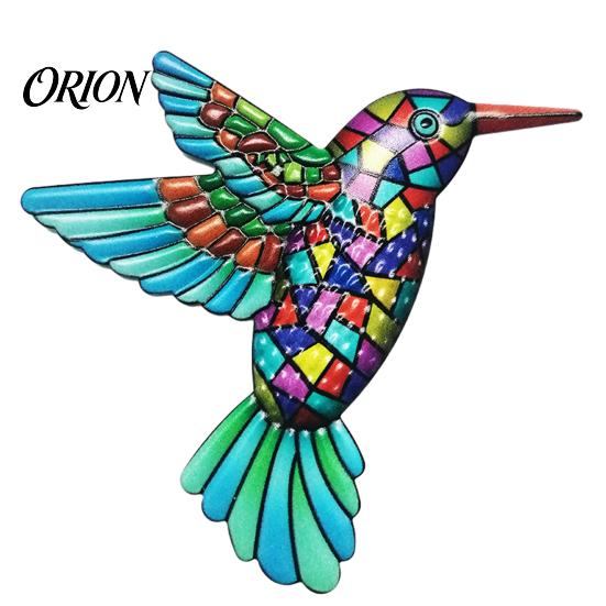 Patio And Garden Wall Decoration Metal Hummingbird Art Decor, Iron Colorful Bird Fence Decoration, Handmade for Bedroom Outdoor Sculpture Hanging