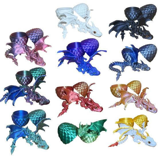 3D Spausdintas Sparnuotas Drakonas Artikuliuotas Drakonas Fidget Žaislas su Ragais Drakono Modelis su Lankstomu