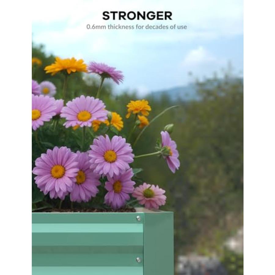 6x3x2 Ft Galvanized Raised Garden Bed 24 Tall Metal Planter Box for Flowers Vegetables Rust-Resistant Raised Garden Beds for Ga
