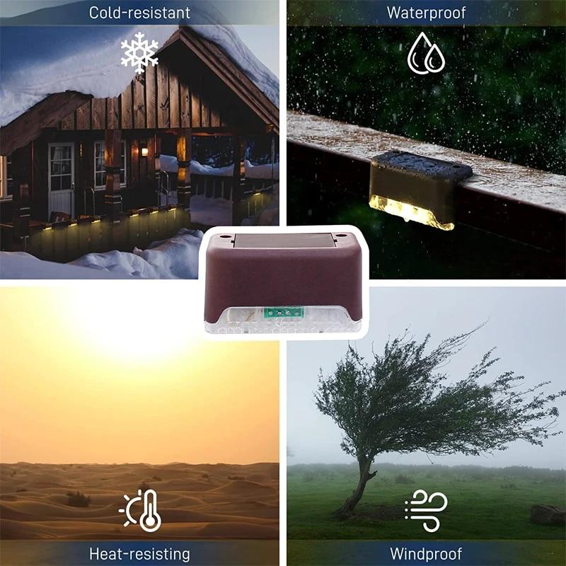 Lot de 1/2/4/8/16/20/32 lampes solaires pour marches extérieures - Lampes solaires LED étanches pour garde-corps, escaliers, clôture, cour, patio et allée