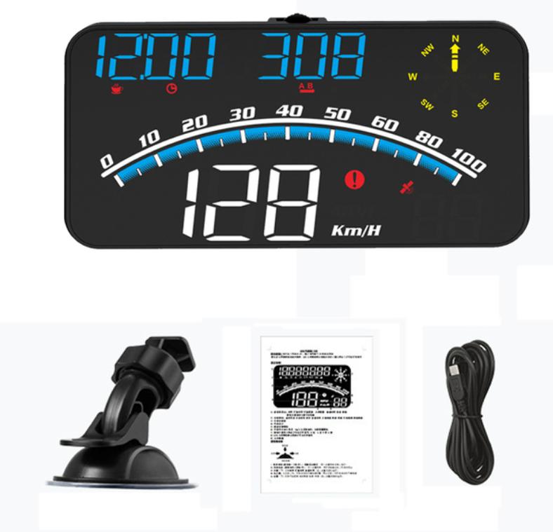 Car HUD Speedometer Clock Odometer Head Up Display Digital GPS Alarm On Board Computer Windscreen Projector Interior Cartronics