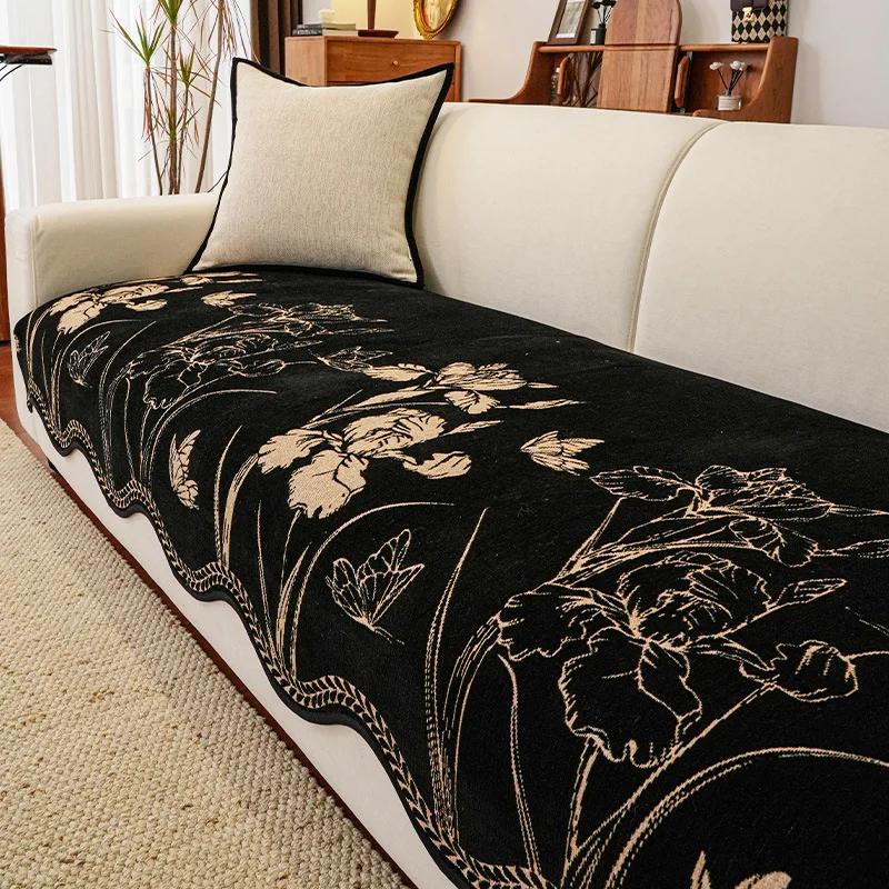 Retro Special-Shaped Sofa Cushion Four Seasons Universal  New Non-Slip In-Line Chenille Irregular One-Piece Cushion