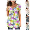 Women's Easter Short Sleeve Tops Loose Tops Casual Oversized Tops Pleated Tops Button Tie Tops Women