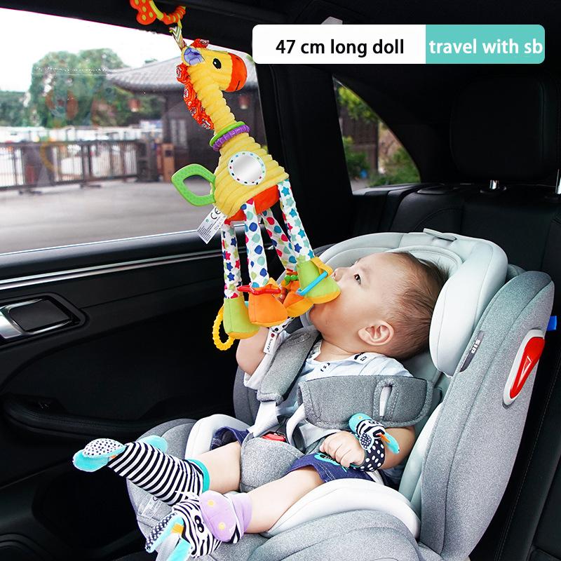 Simpatico Sonaglio Giraffa Peluche Giocattoli Educazione Precoce per Bambini Giocattoli di Accompagnamento Anello Sensoriale Animale Giocattoli con Campanellino Regalo per Neonato