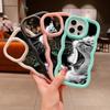 Coque souple Macaron Big Wave pour iPhone 11 12 13 14 15 Samsung A15 A23 A24 A25 A54 A55 Xiaomi Redmi Note 13 Cover A41 Cool cat Black Design Art