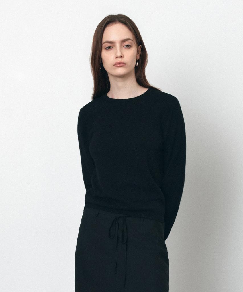 Siyajyu Sikn2175 Basic Round Neck Long Sleeve Knit_Black