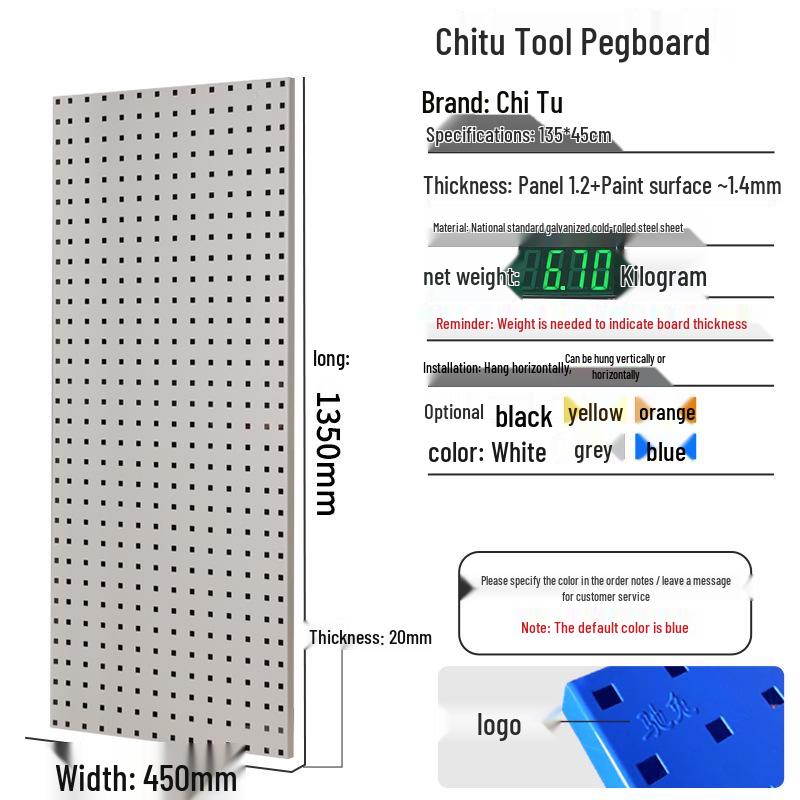 Chitu Perforated Pegboard Hardware Storage Rack with Hooks