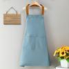 Solid Color Kitchen Apron with Dual Pockets Waterproof Oil-proof Adjustable Breathable Men Women Chef Cooking Baking Bib Apron