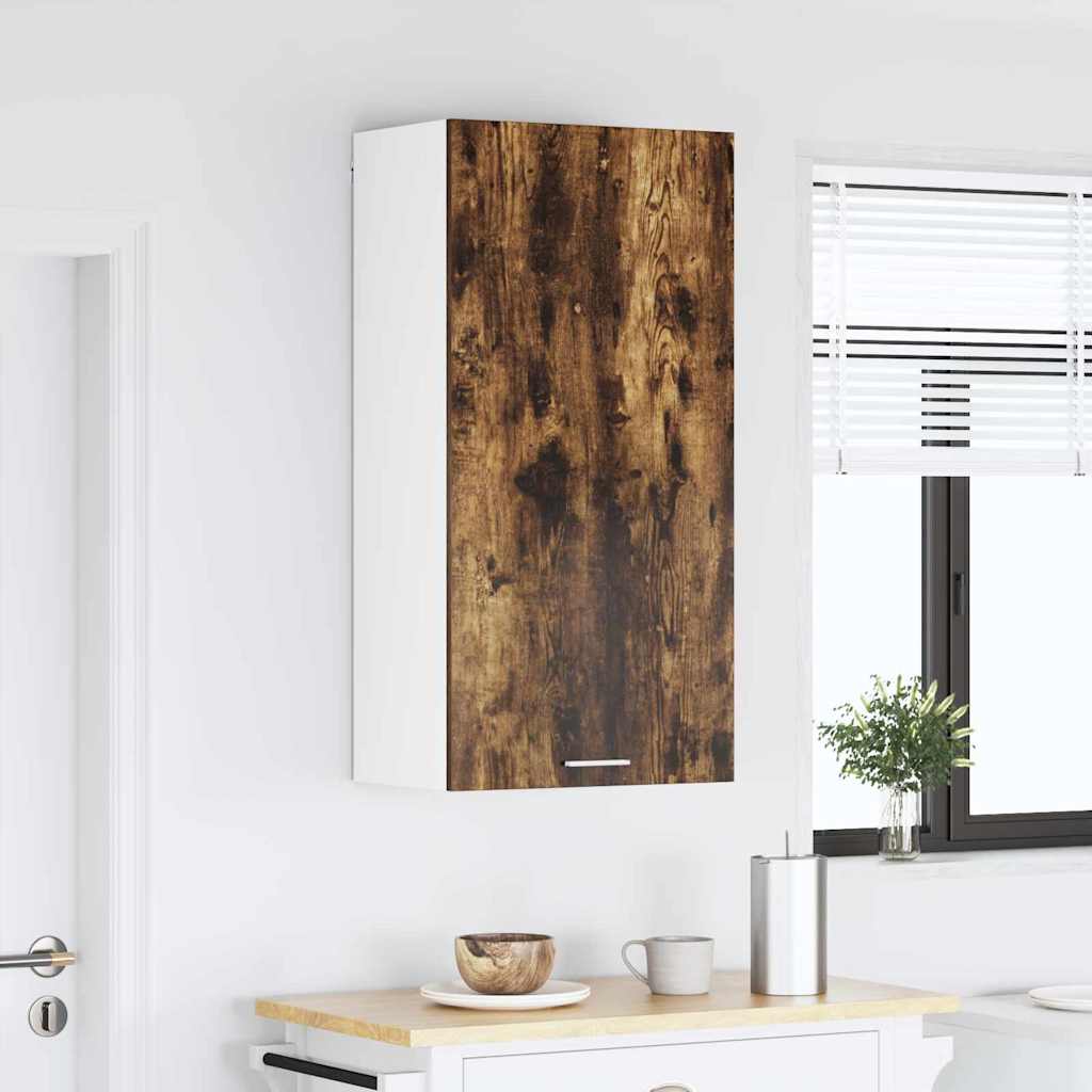 Hanging Cabinet Smoked Oak and White 50 X 31 X 100 Cm