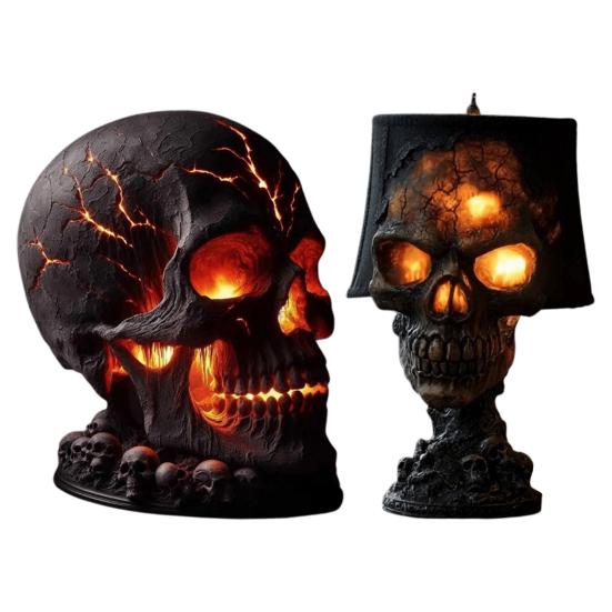 Skull Desk Lamp Gothic Magma Skull Lamp Spooky LED Human Skull Desk