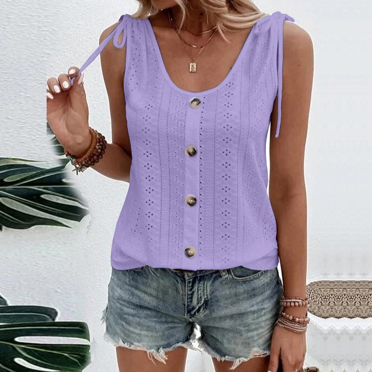 Solid Spring and Summer Women's Sexy Casual U Neck Tank Top