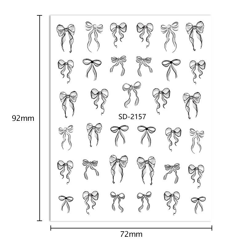 White Pink Mini Bowknot Design 3D Nail Art Sticker Self Adhesive Lace Ribbons Bowtie Butterfly Decals Nail Art Decoration