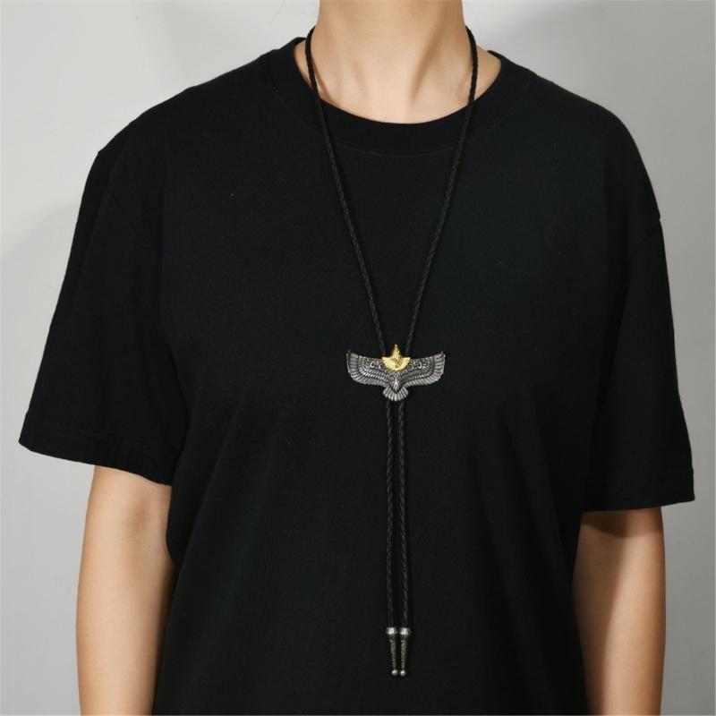Collier Cravate en Cuir PU Design Oiseau avec Accents en Alliage Cravate Bolo Accessoire de Cou Cravate Mode pour Hommes Femmes Tenue Décontractée