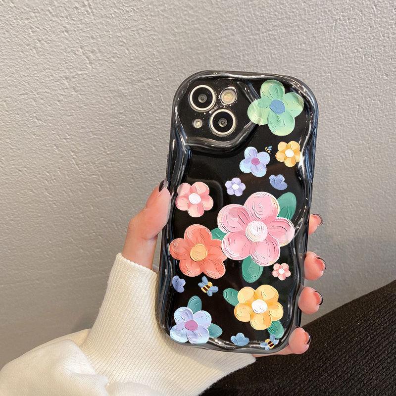 Oil Painting Flower for iPhone17promax Mobile Phone Case Apple 15/14 Wave 16 Premium 12 Transparent 13