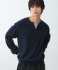 WMC Layered Henley Neck Knit_Navy