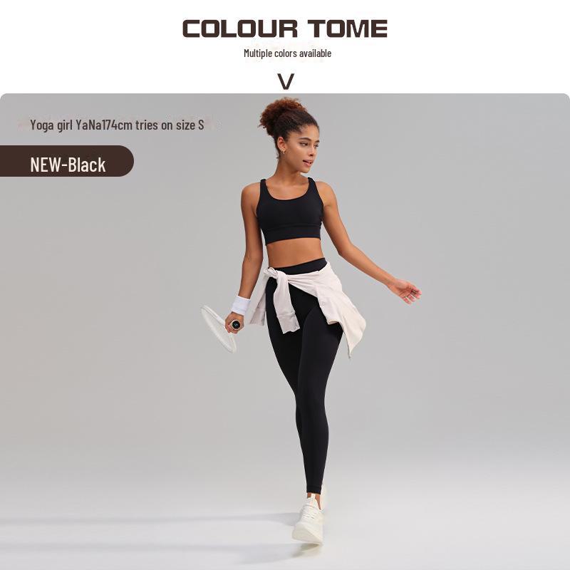 European American Cross-Back Yoga Suit: Slimming Sports Bra & No-Line Pocket Fitness Pants