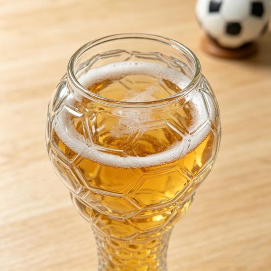 Soccer Trophy Glass Mug Heavy Shaped Pint 400/600ml Capacity Beer Duty Football Cup