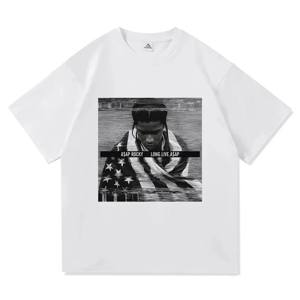 ASAP A AP ROCKY High Street Hip Hop Rap TShirt Unisexs Heavyweight Loose Small Neckline Breathable Comfortable Short Sleeves