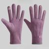 Women Autumn Winter New De‑Ride Gloves, Simple Fleece‑Lined Anti‑Slip Touch Screen Gloves for Outdoor Riding Driving Windproof Warm