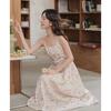 Summer Retro Sweet Mori Girl Big Skirt Umbrella Skirt Floral Inner Temperament Suspender Dress