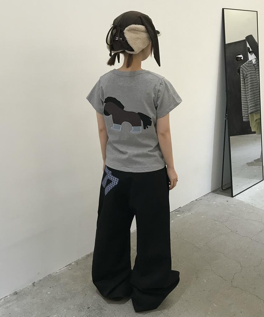 Tansanmageunesyum Pony Applique T-Shirt (Gray)