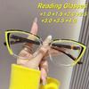 New Fashionable Personalized Cat Eye Women's Presbyopia Glasses Retro Neutral Color Blocked Anti Blue Light Presbyopia Glasses