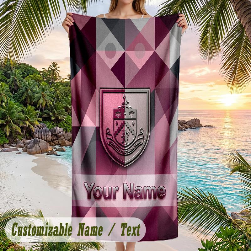 Beach Towel Burnley Football Print Custom Name Text Soft Towel for Swimming Pool