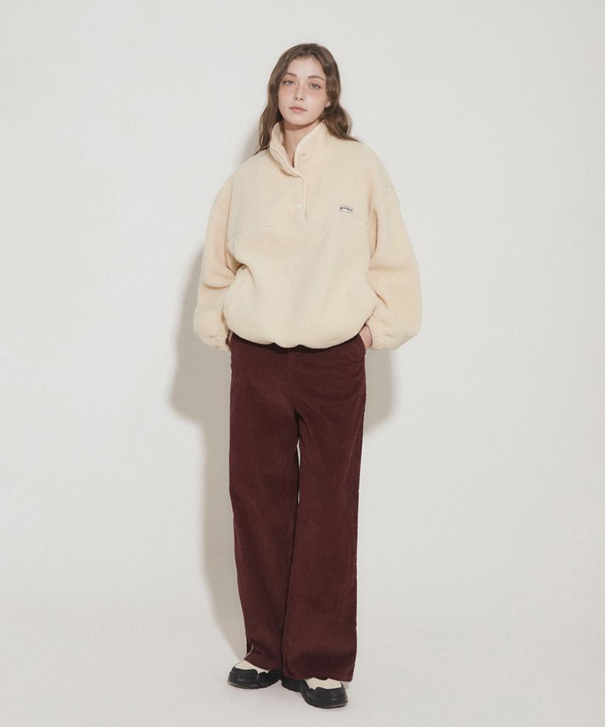Eoboneoseu Lettering Corduroy Wide Leg Pants [Burgundy]