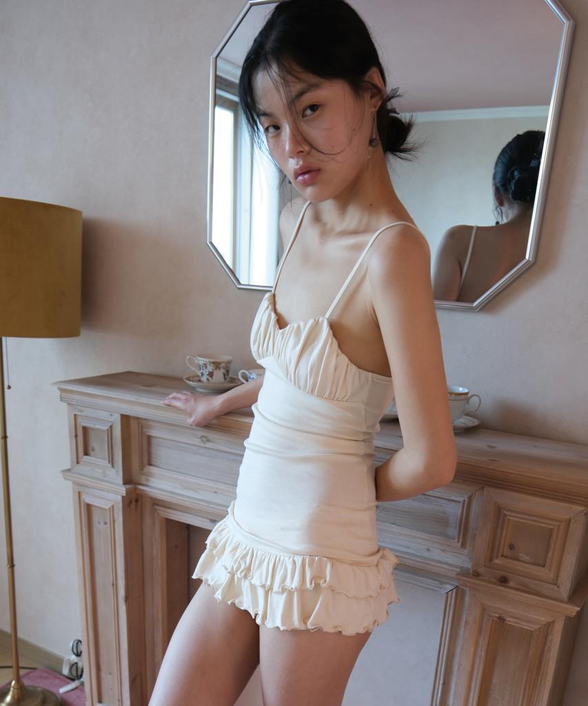 Lujeuseullibobeo Puff Rosette Dress *Cream