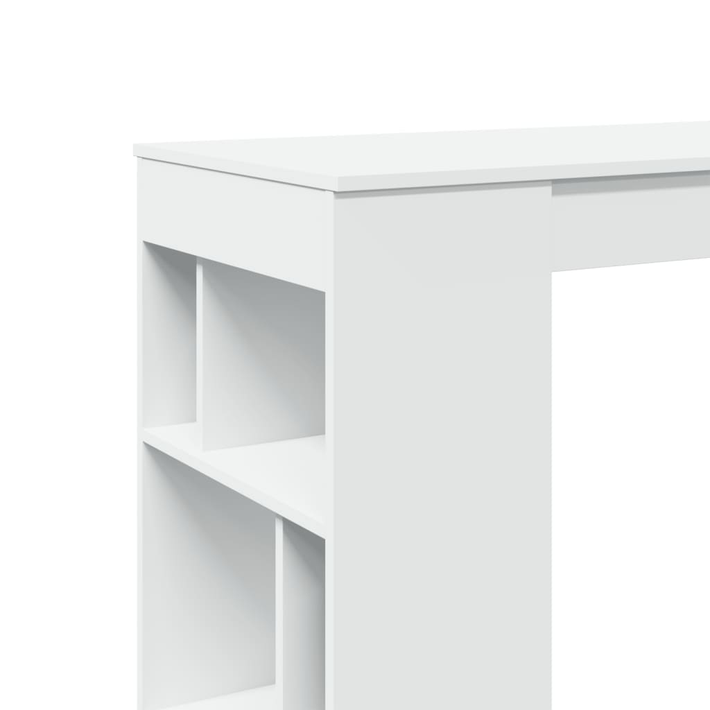 Vidaxl White Bar Table with Compartments, 102X50X103.5 Cm
