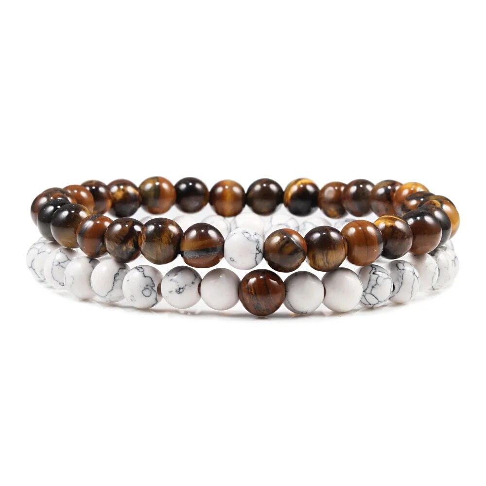 1-2PCS kralen armbanden armbanden set natuurlijke lavasteen koppels afstand energie elastische touw mannen vrouwen beste vriend sieraden cadeau