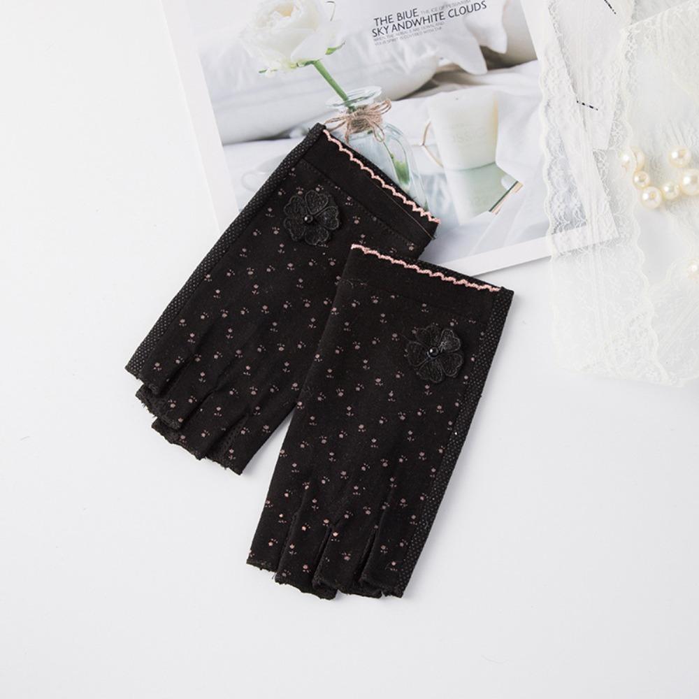 Lightweight Women Half-finger Gloves Cotton Sunscreen Gloves Fashion Driving Gloves  Outdoor Sports