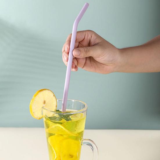 4Pcs Reusable Silicone Straws Set Easy To Clean Bend Colorful Heat-resistant