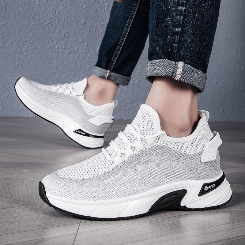 Men's Flyknit Height-Increasing Running Shoes - Lightweight, Breathable, Thick Sole Platform for Spring/Summer Fashion