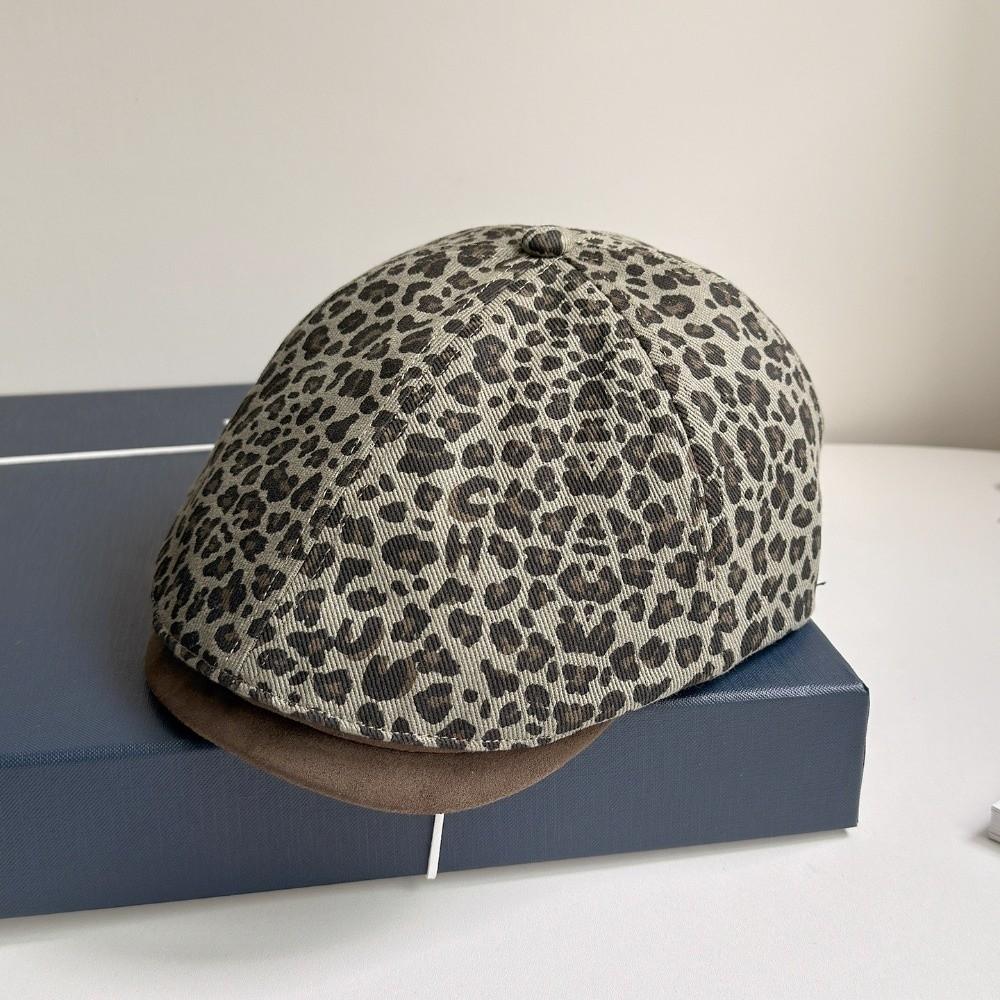 Trend Vintage Leopard Print Beret Flat Classic Leopard Newsboy Cap Versatile Y2k Painter Cap Spicy Girls