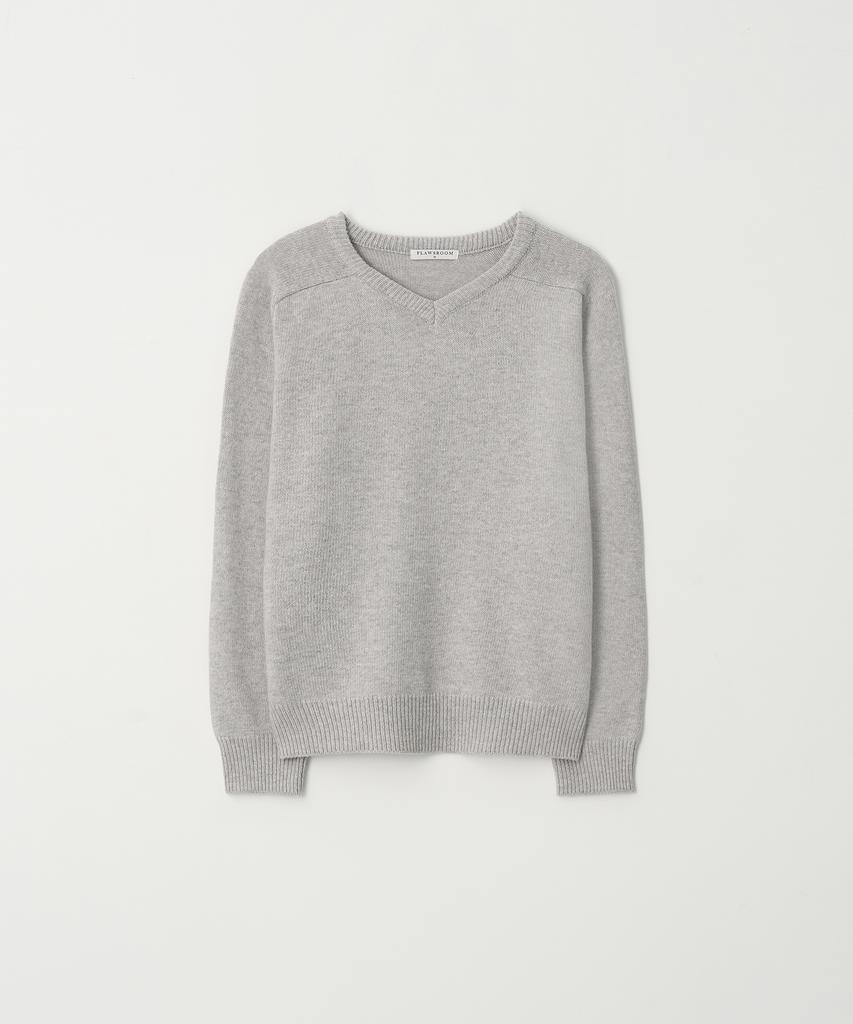Peullojeulum Fine Wool V Neck Knit Gray