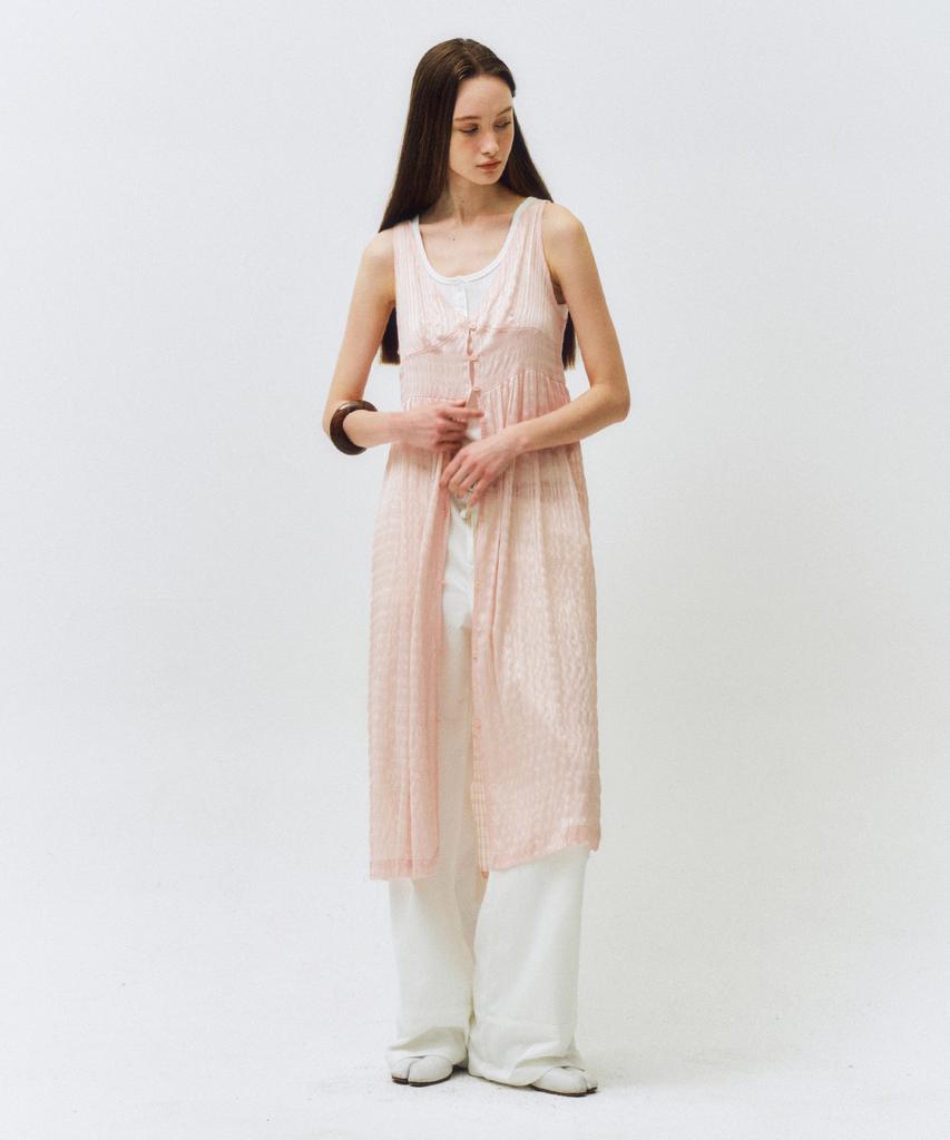Cita Sheer Button Layered Dress_Ctop709(Pink)