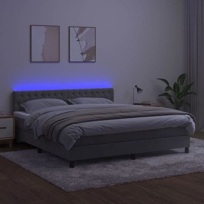 Maison Exclusive - Sommier à lattes de lit avec matelas LED Gris clair 160x200 cm
