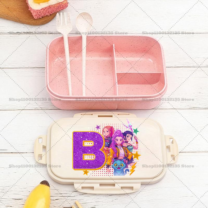 Kpop Demon Hunters Boy Girl Lunch Box Anime Portable Bento Boxs Student Hermetic Food Crisper Single Layer Capacity Kids Gift