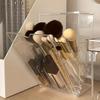Large Capacity Clear Makeup Brush Storage Box with Front Flap Lid Acrylic Cosmetic Organizer for Brushes and Beauty Tools