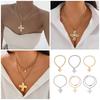 Bold Crosses Pendant Necklace Chic Hammered Crosses Necklace Unique Neck Accessories for Fashion Enthusiasts
